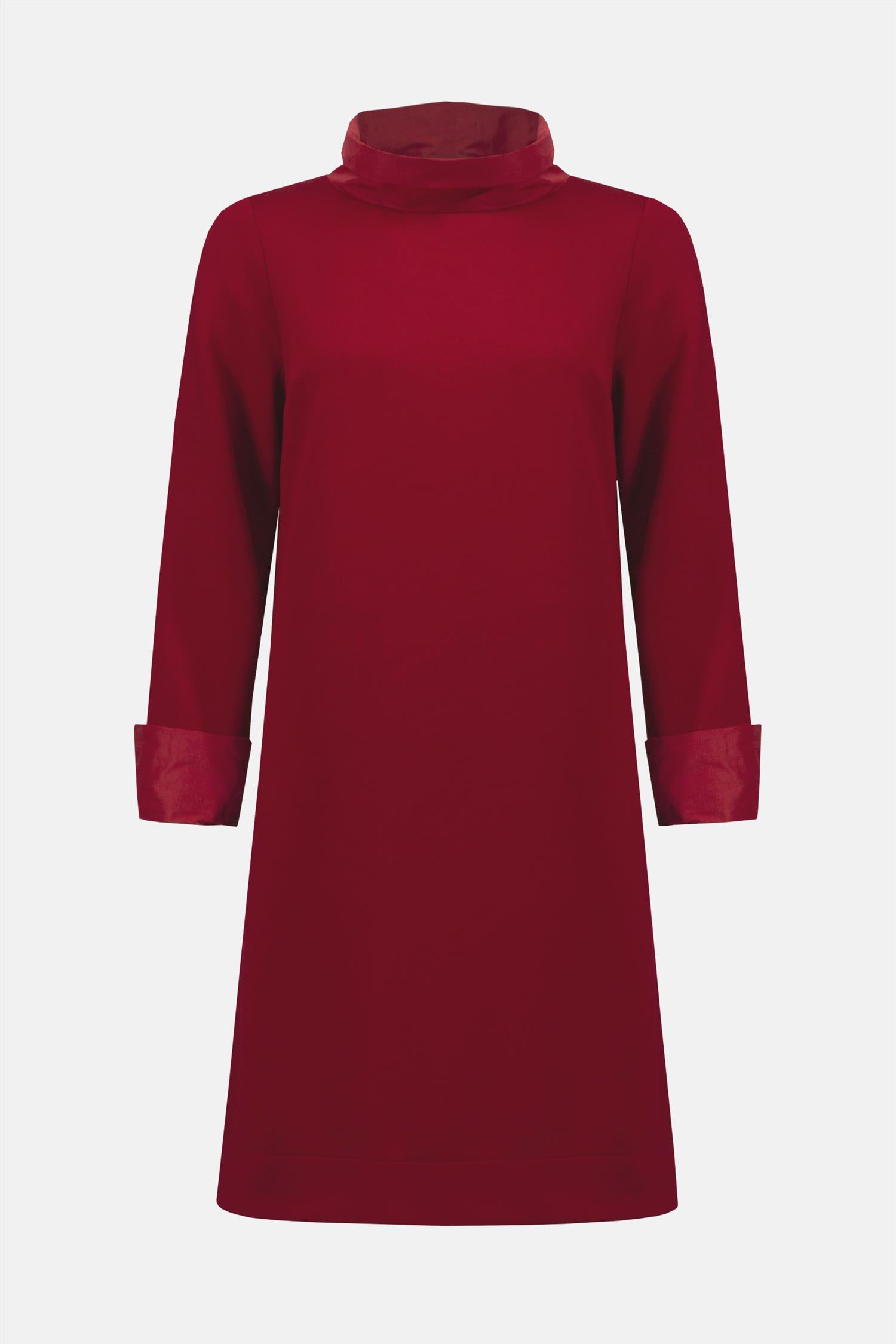 Scuba Jersey & Memory Trapeze Dress Deep Cherry