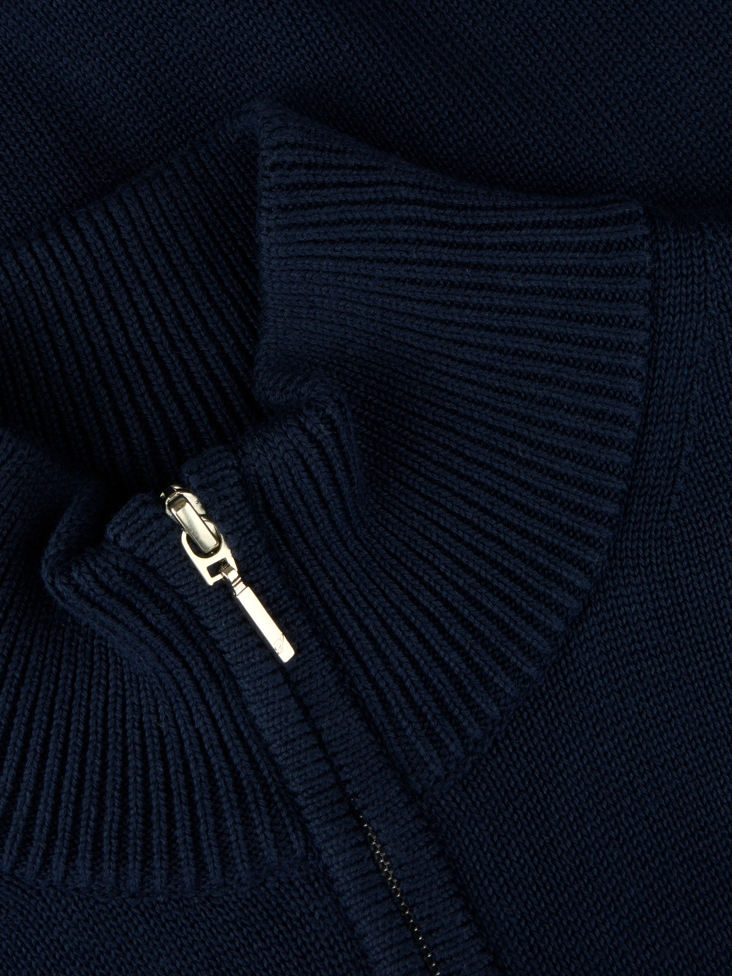 Cardigan Knitted Zip Organic Cotton Navy