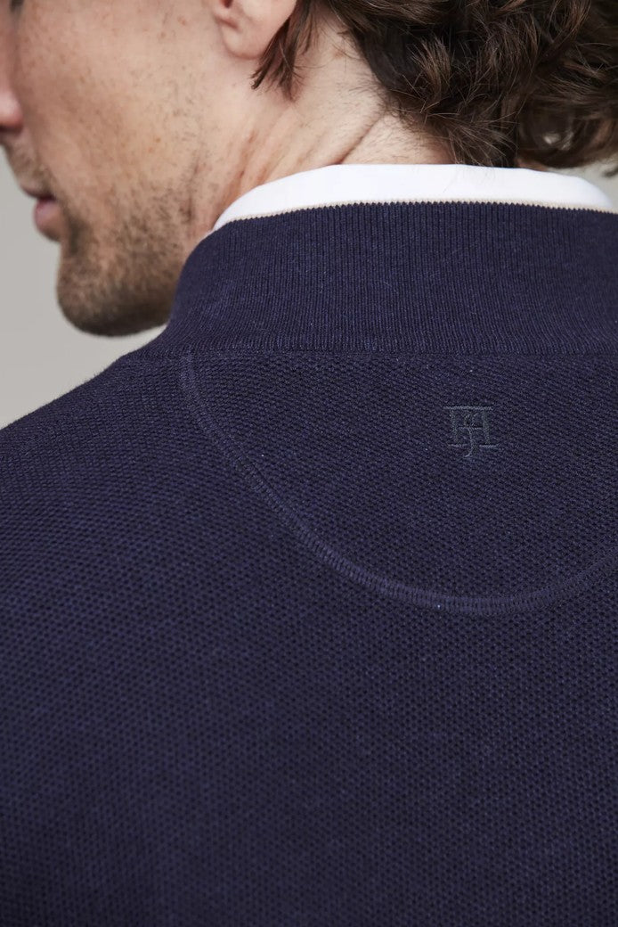HALF ZIP STRUCTURE KNIT NAVY