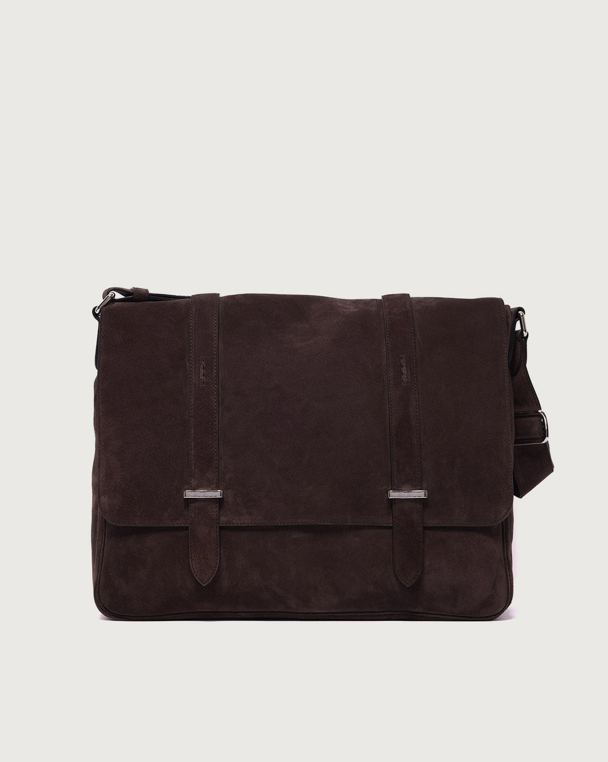 Jones Peach suede leather messenger bag Chocolate