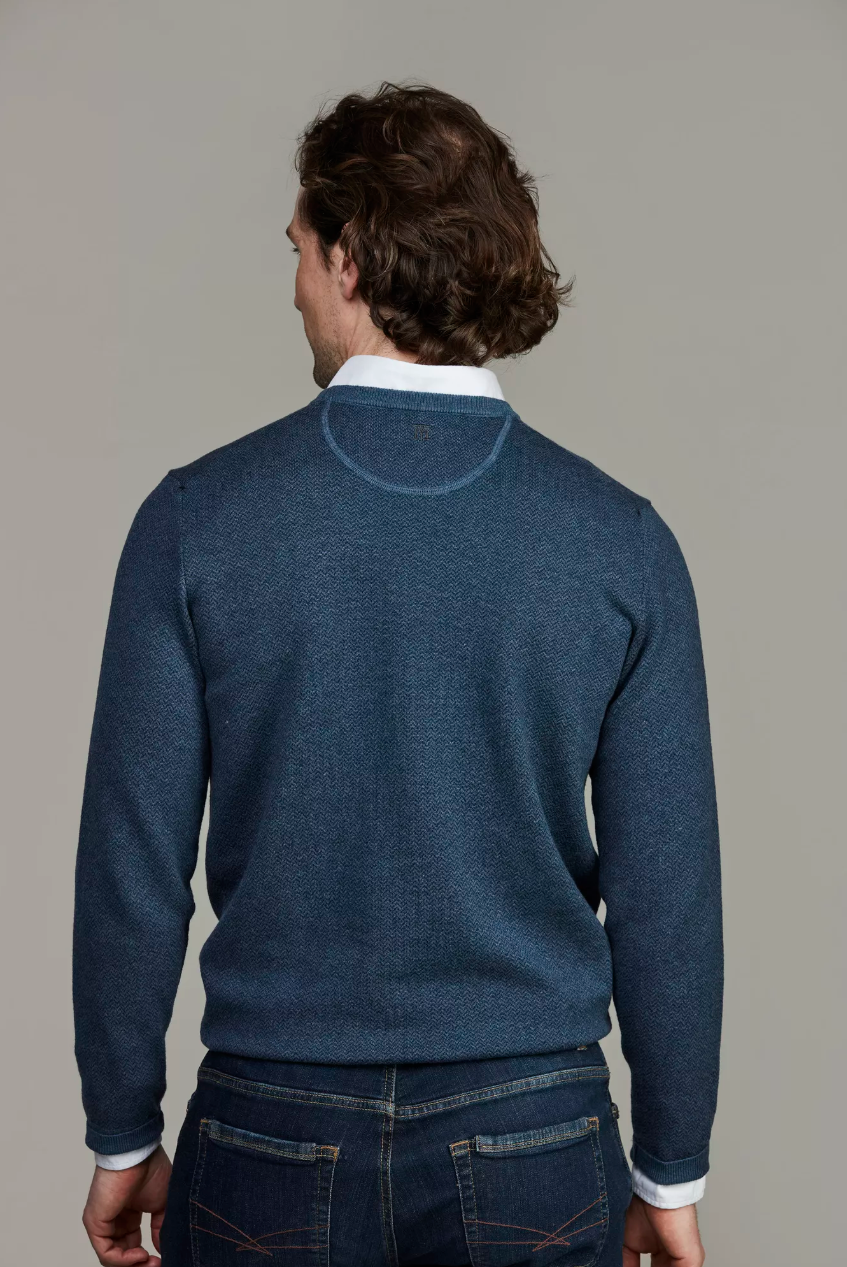 2Tone Herringbone Knit Blue