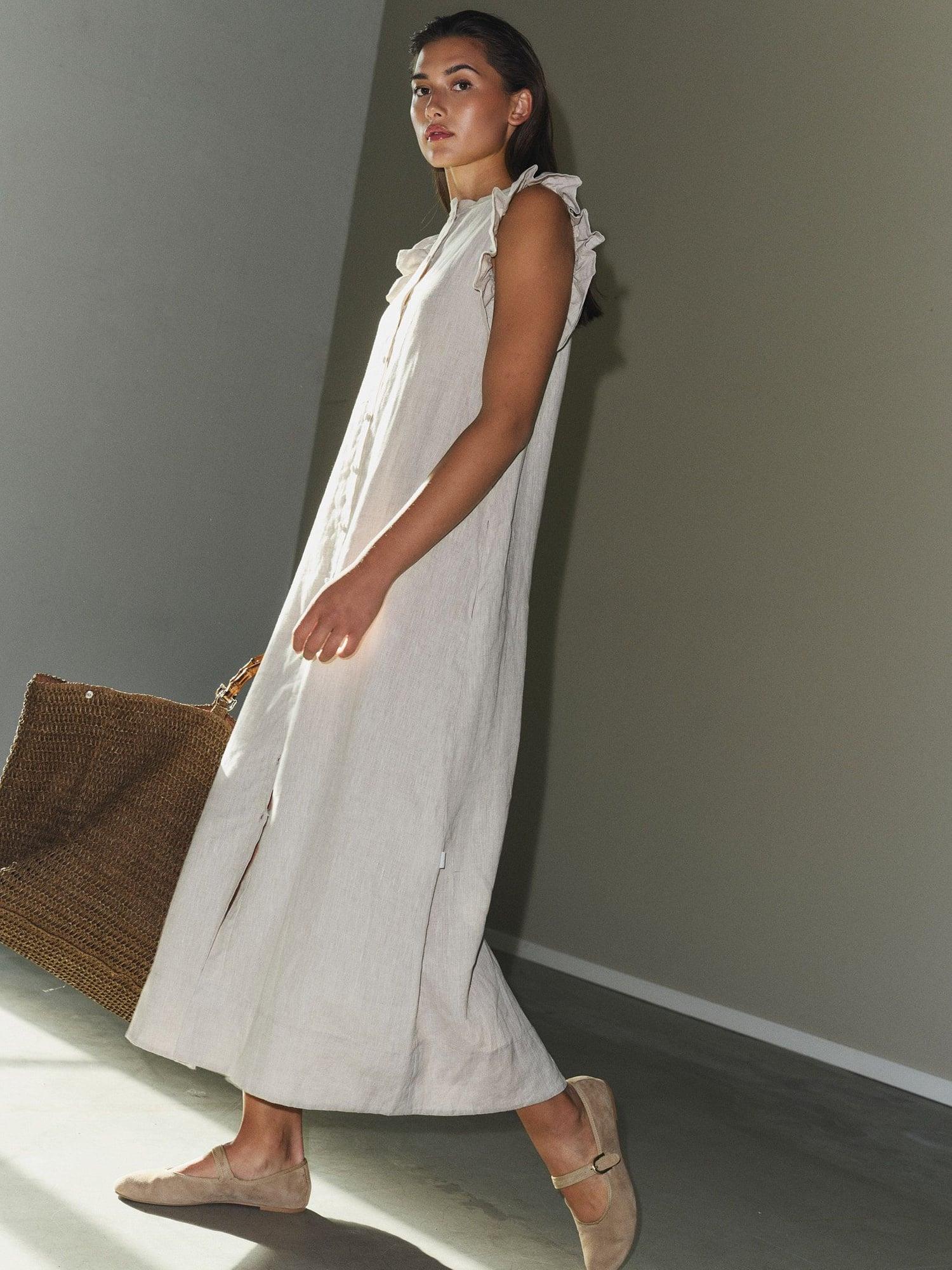 Pam Linen Dress Beige Melange