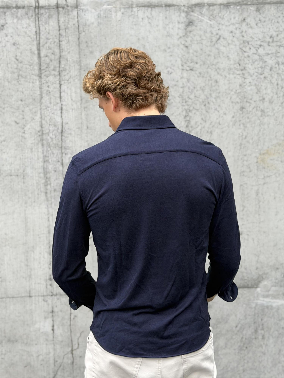 Cotton Lyocell Jersey Shirt Navy