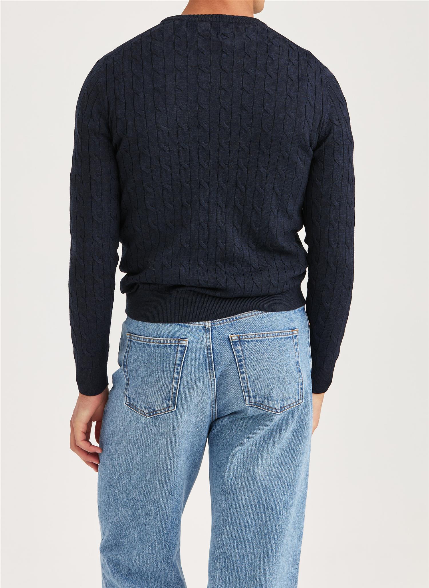 Merino Cable Oneck Navy