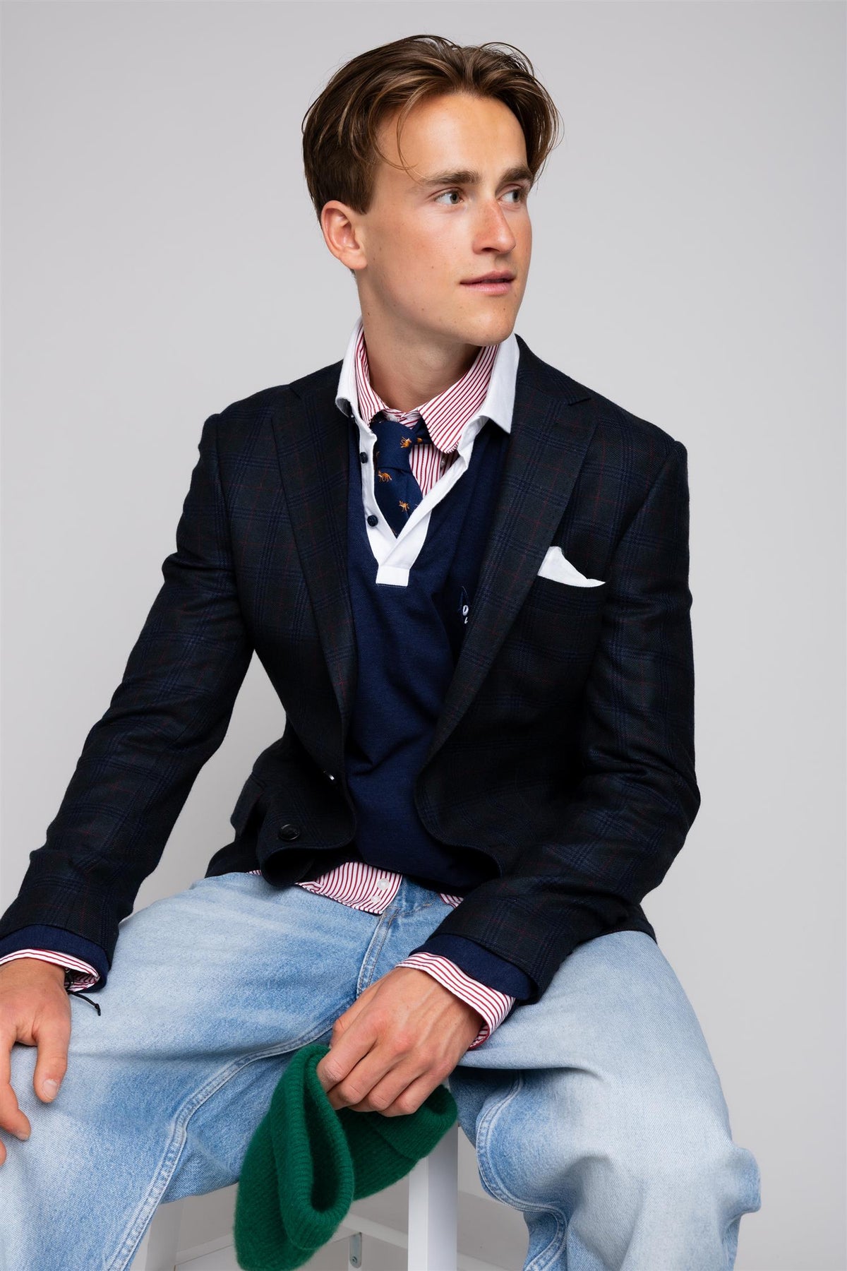 Aiden SB Blazer Navy Green Check