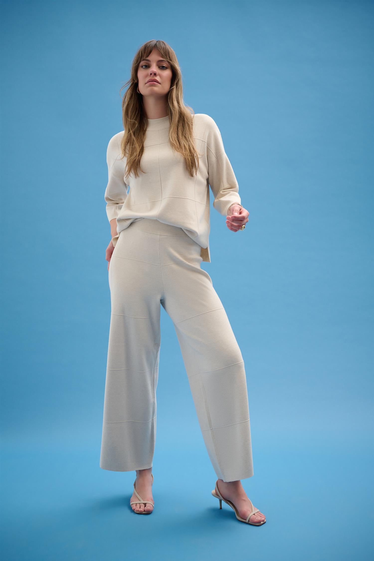 Brushed Viscose Culotte Pants Birch Melnage