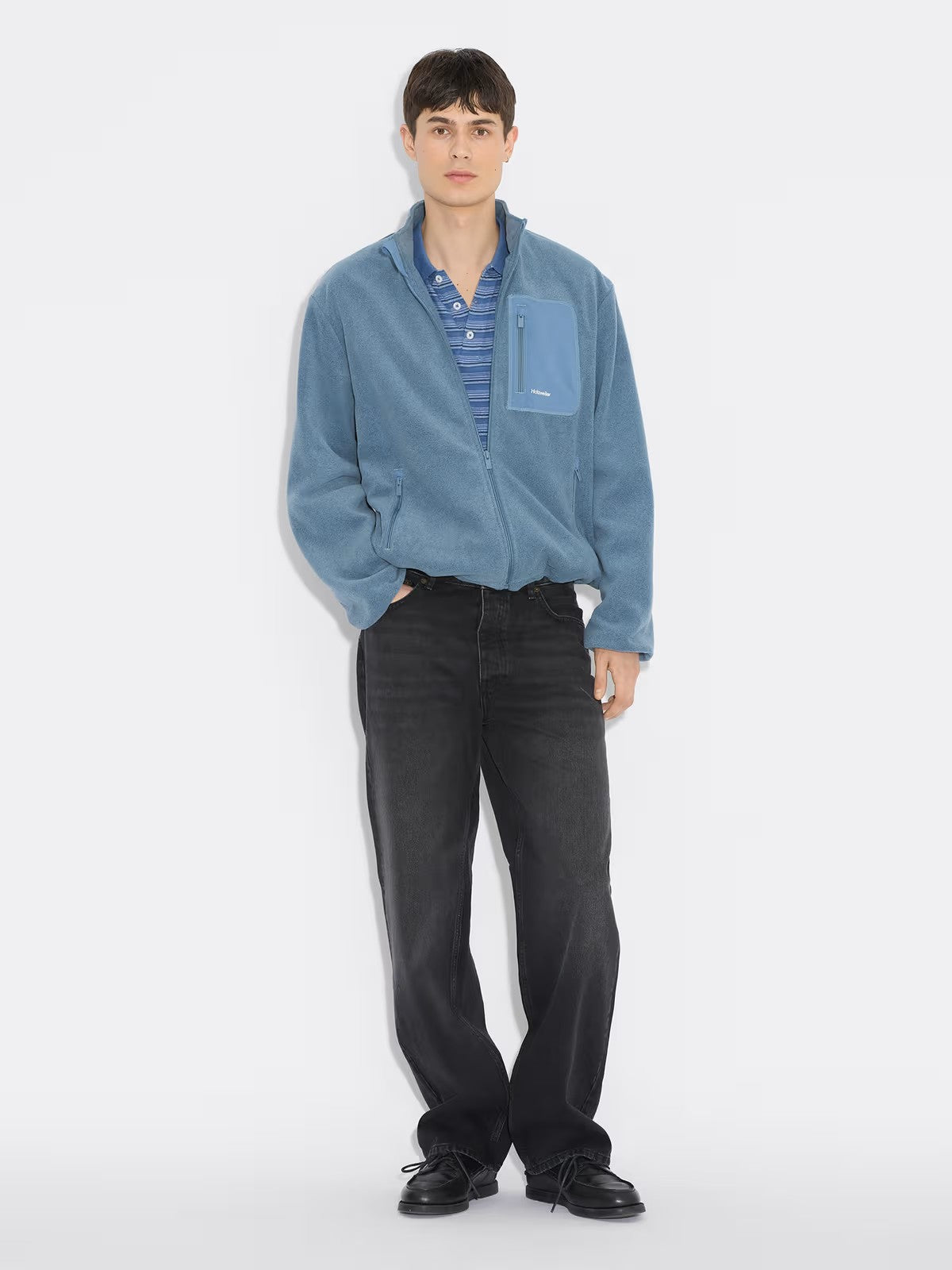 Regular Fleece Jacket Dusty Blue