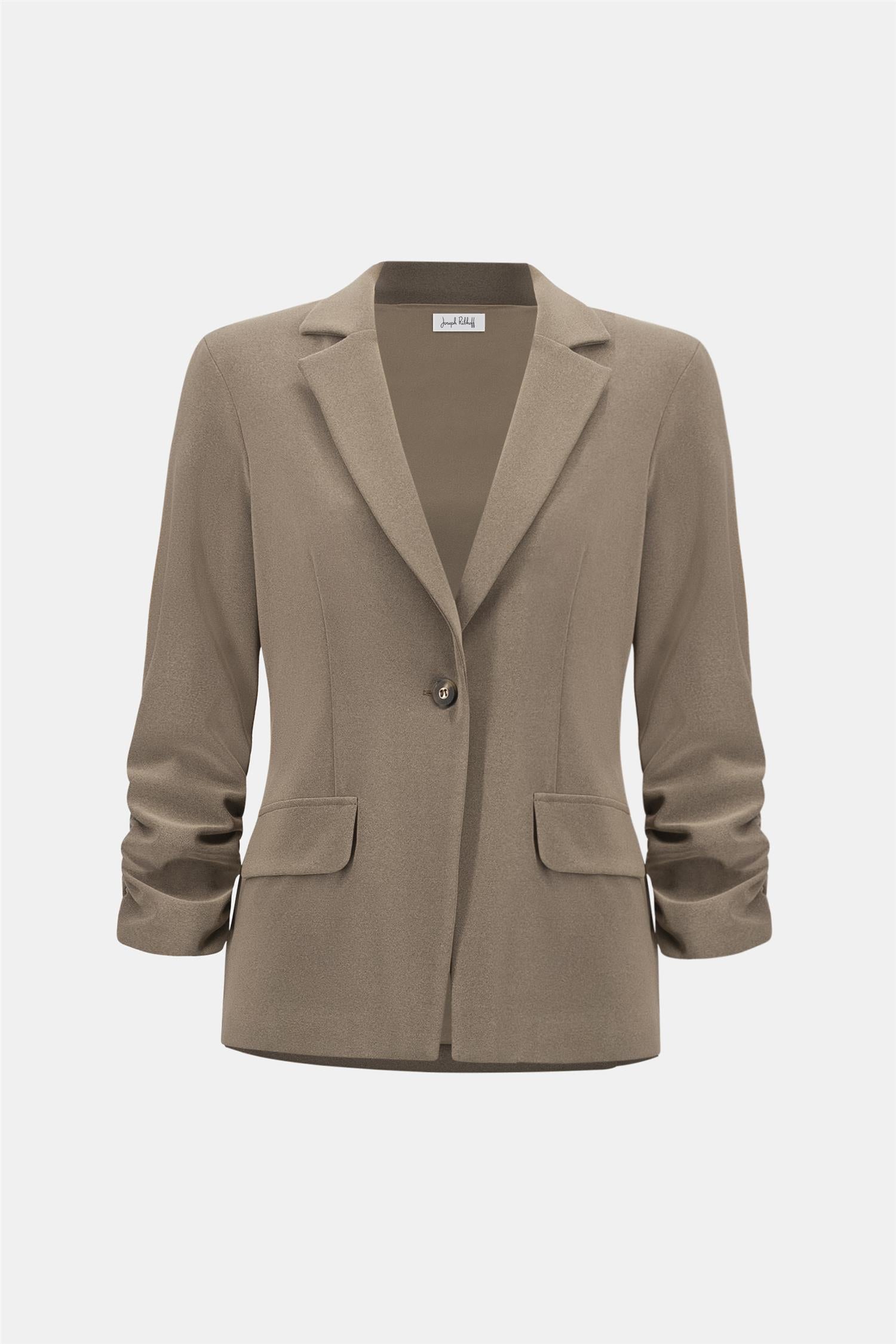 Melange Silky Knit Straight Blazer Taupe