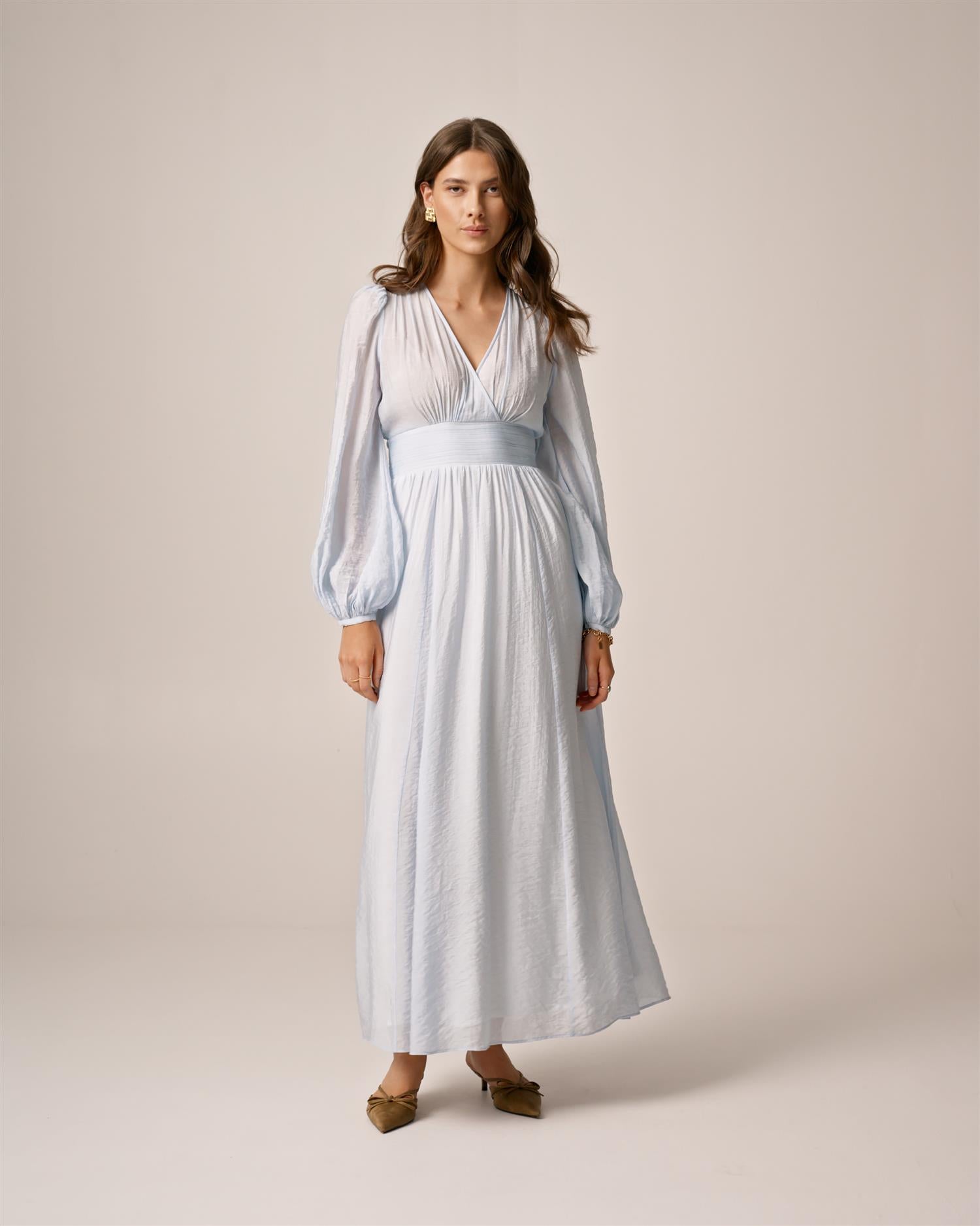 Viscose V-Neck Dress PF25 Light Blue