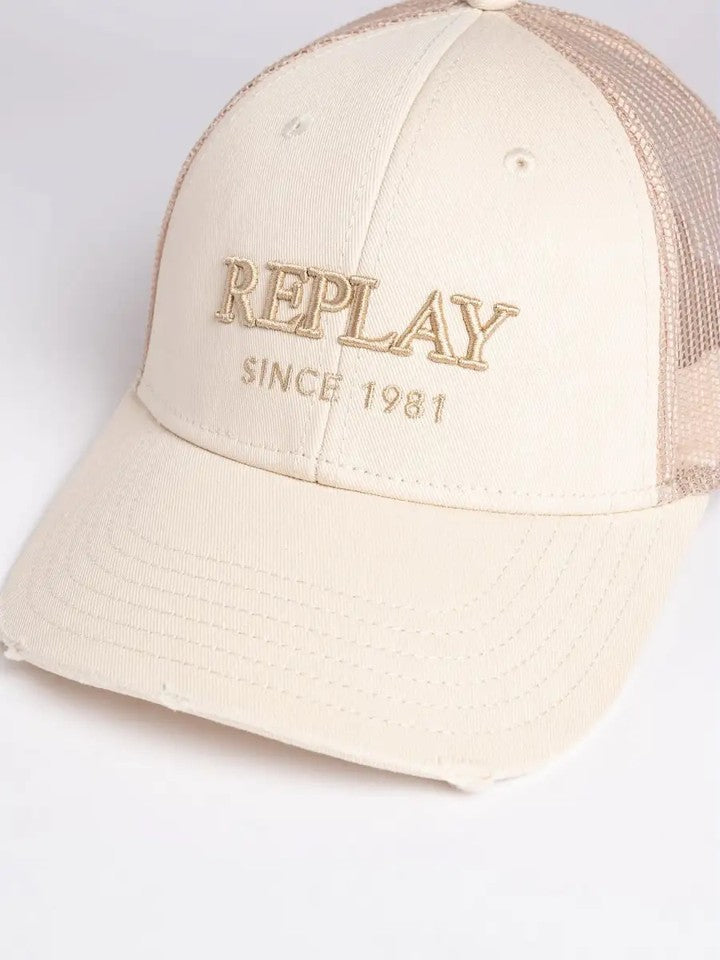 Cap With Embroidered Logo White Smoke