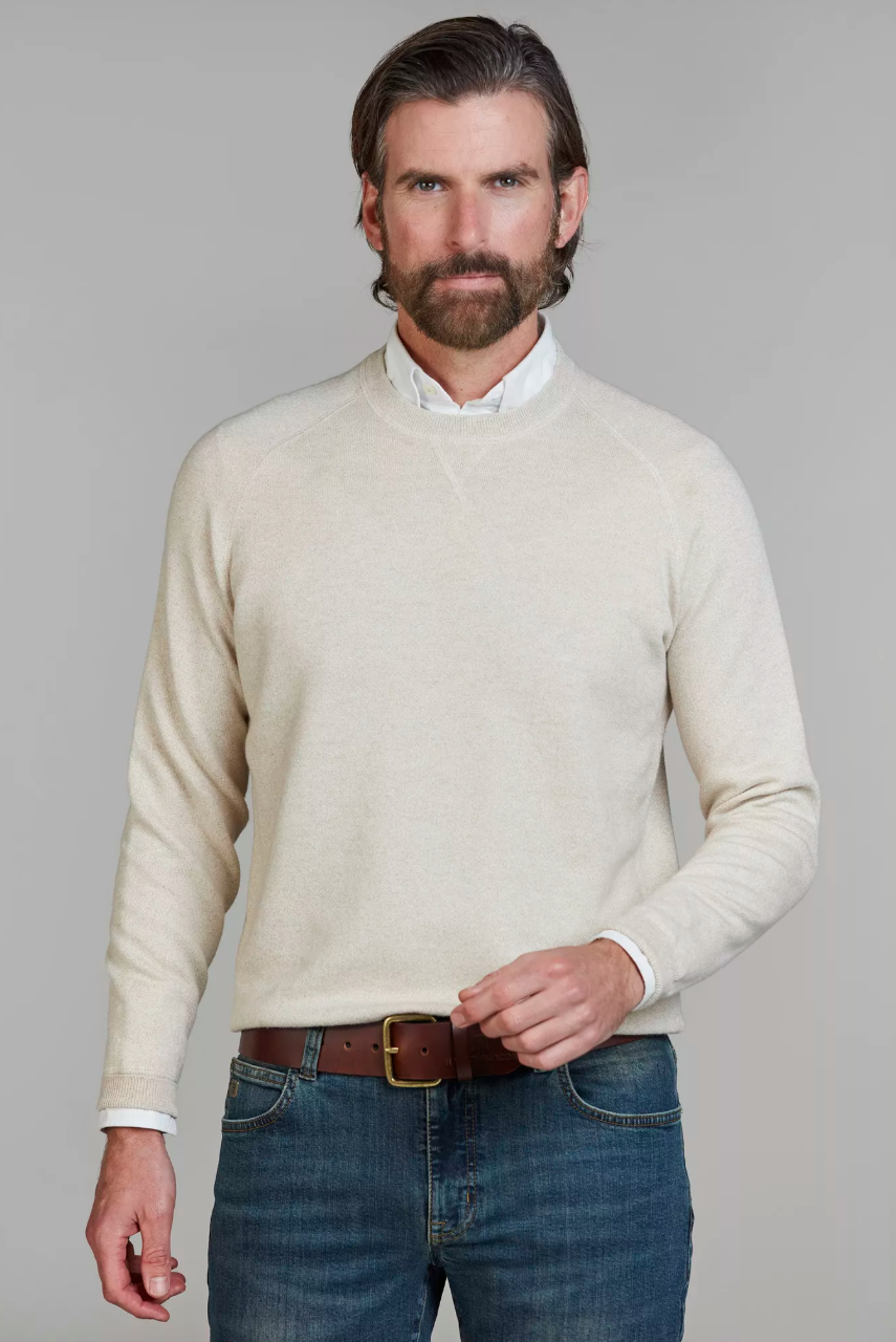 Crew Neck College Sweater Beige