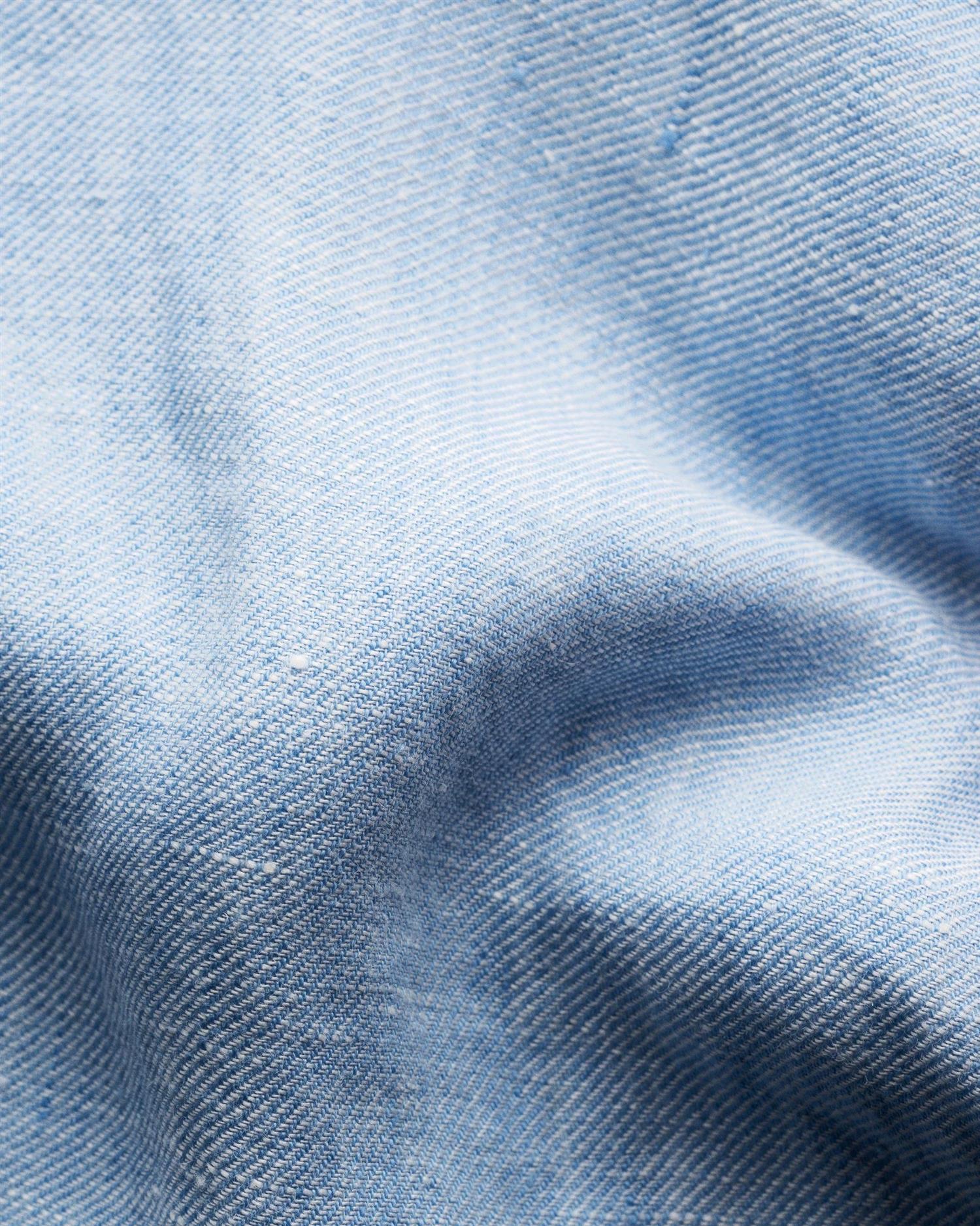 LIGHT BLUE SOLID TWILL LINEN SLIM SHIRT
