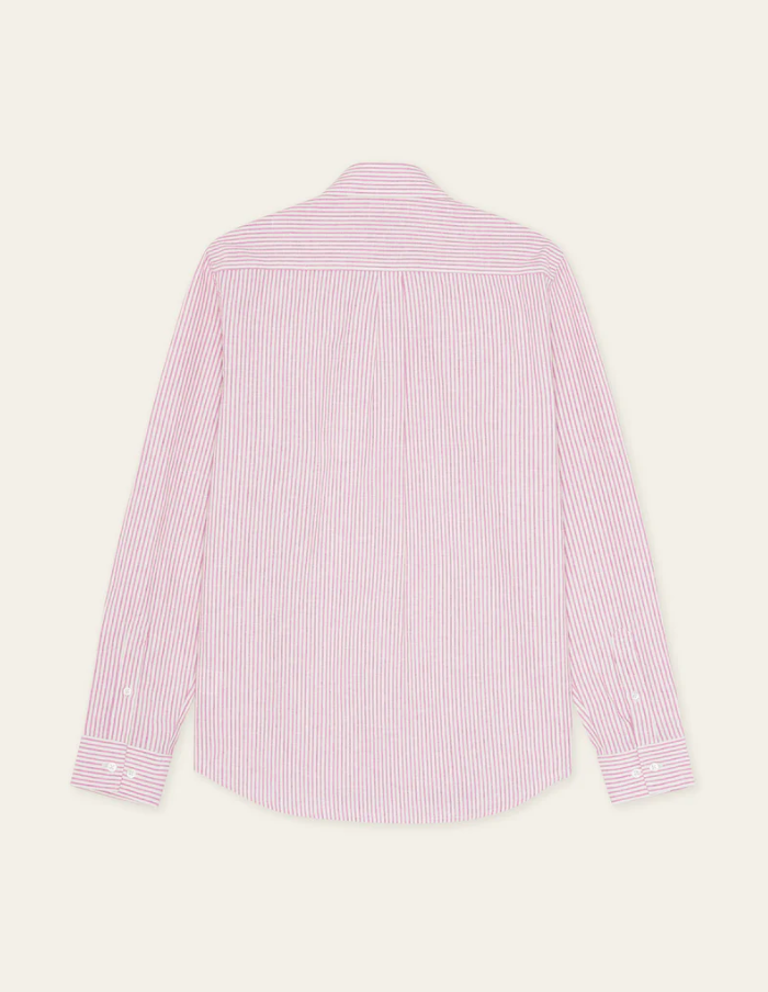 Konrad Stripe Cotton Linen Shirt Crocus Pink