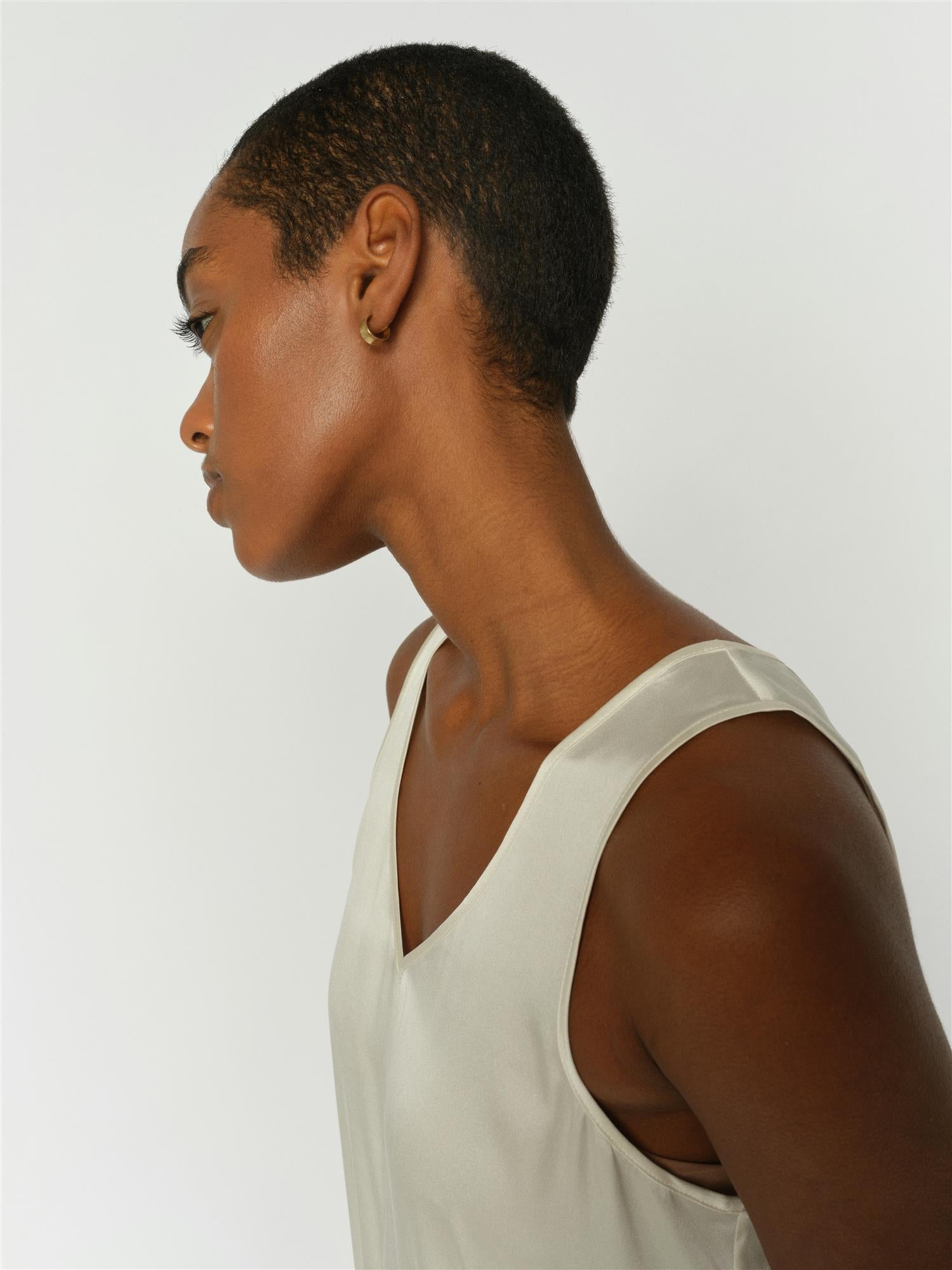 Mmastrid V-Neck Silk Tank Top Ecru