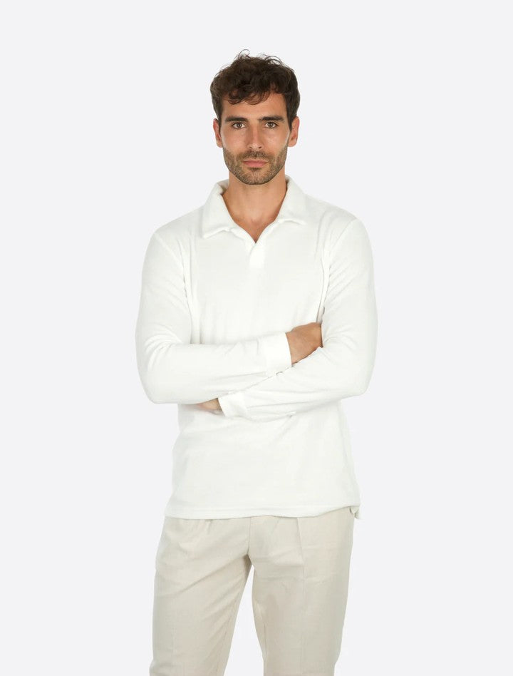 Riviera Terry Polo Long Sleeve White