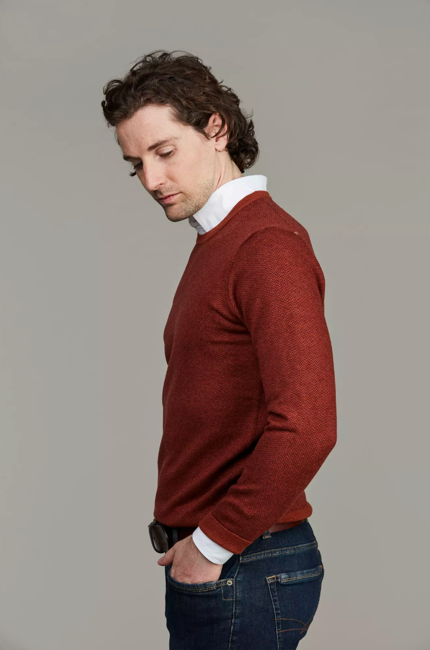 2Tone Herringbone Knit Burnt Orange