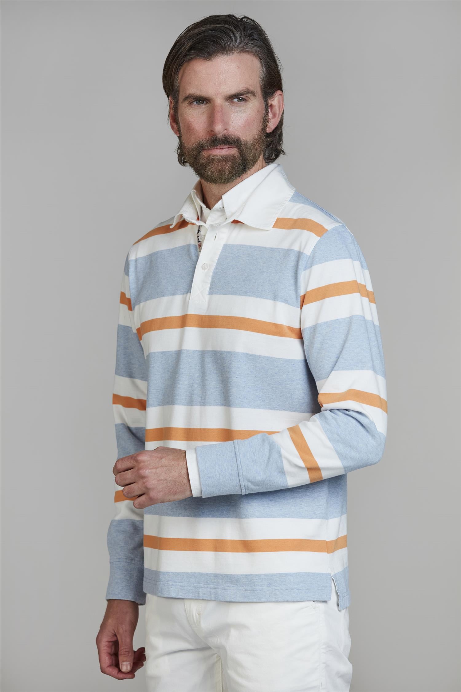 Y.D Stripe Back Rugger Lt Blue