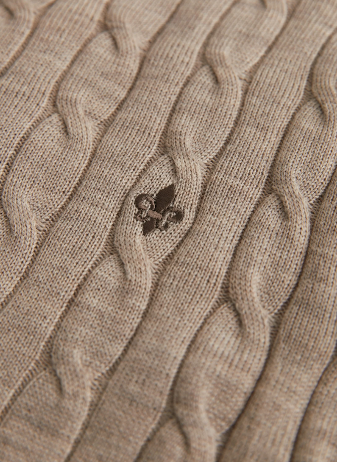 Merino Cable Oneck Khaki