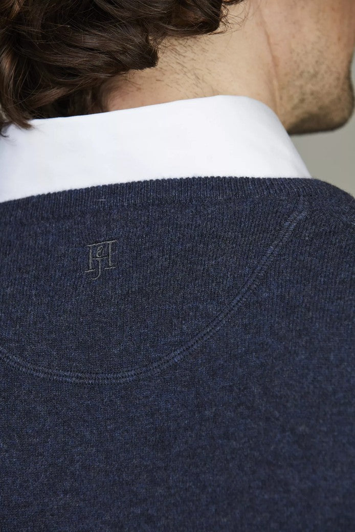 Geelong Knitted V-Neck Sweater Dark Blue
