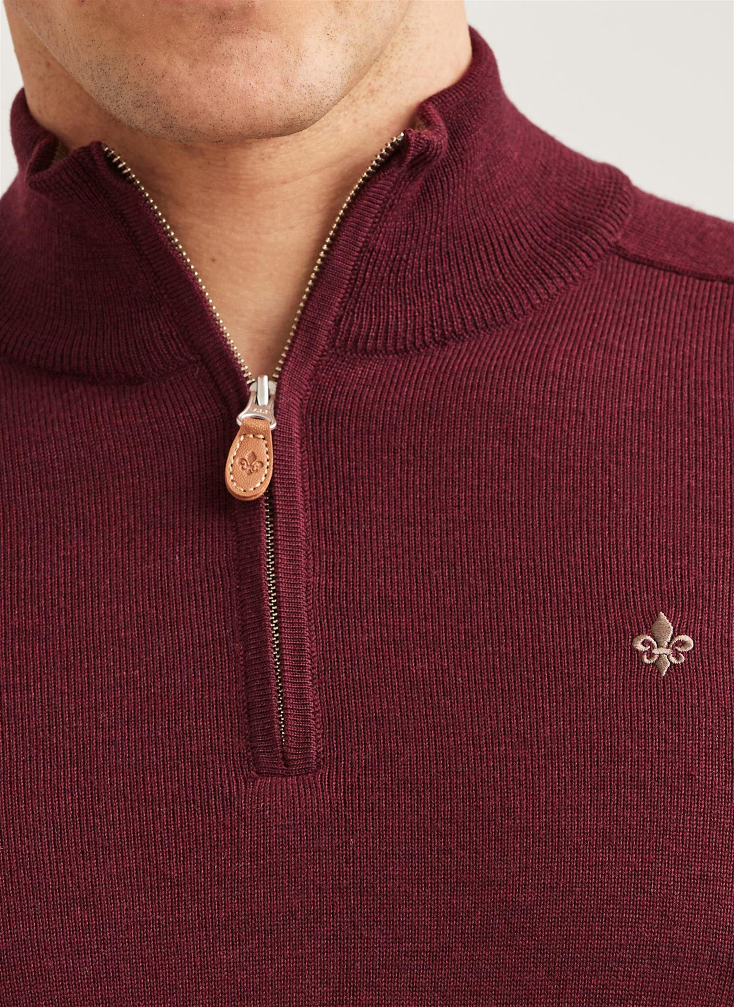 Merino John Zip - Wine Red