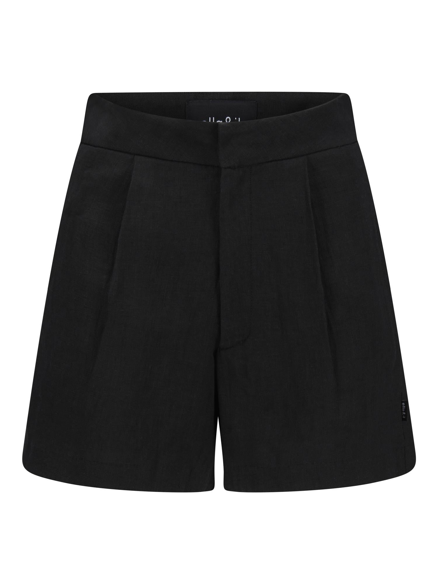 Freya linen shorts-black