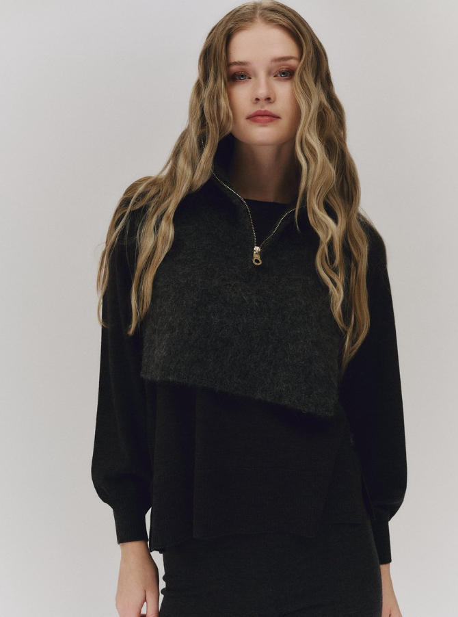 Belinda chunky high neck Charcoal