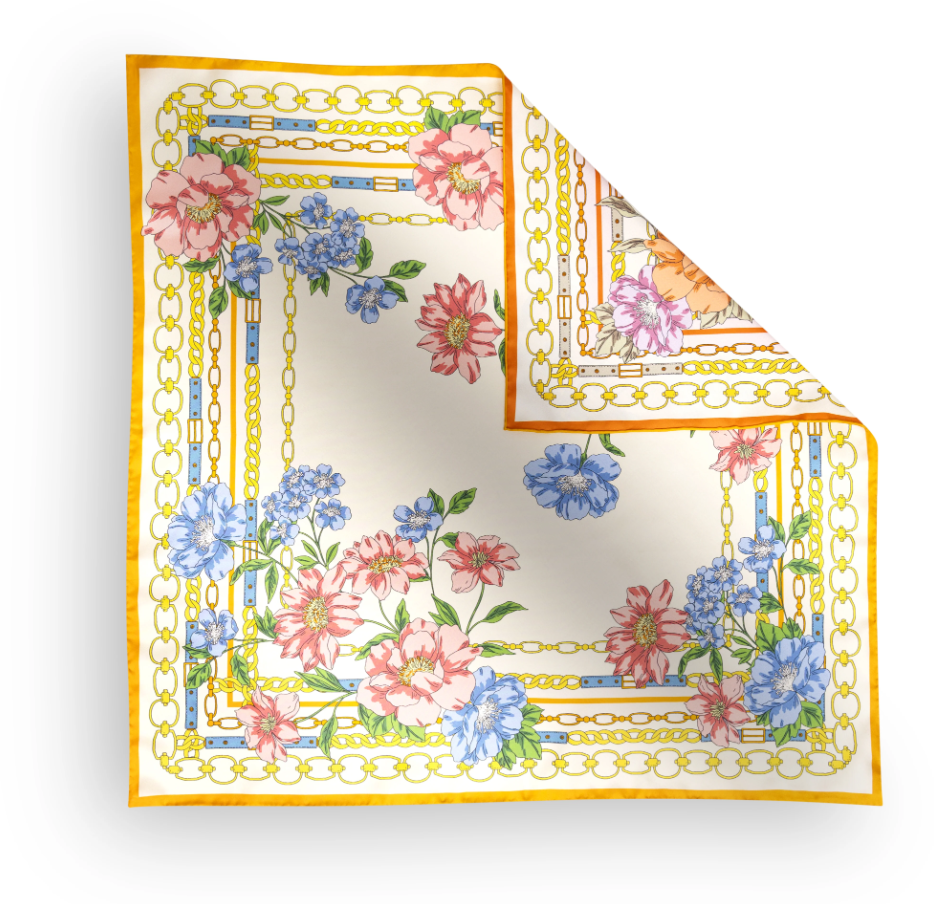 Fleur de Chaine Scarf 65x65 Orange/Multi