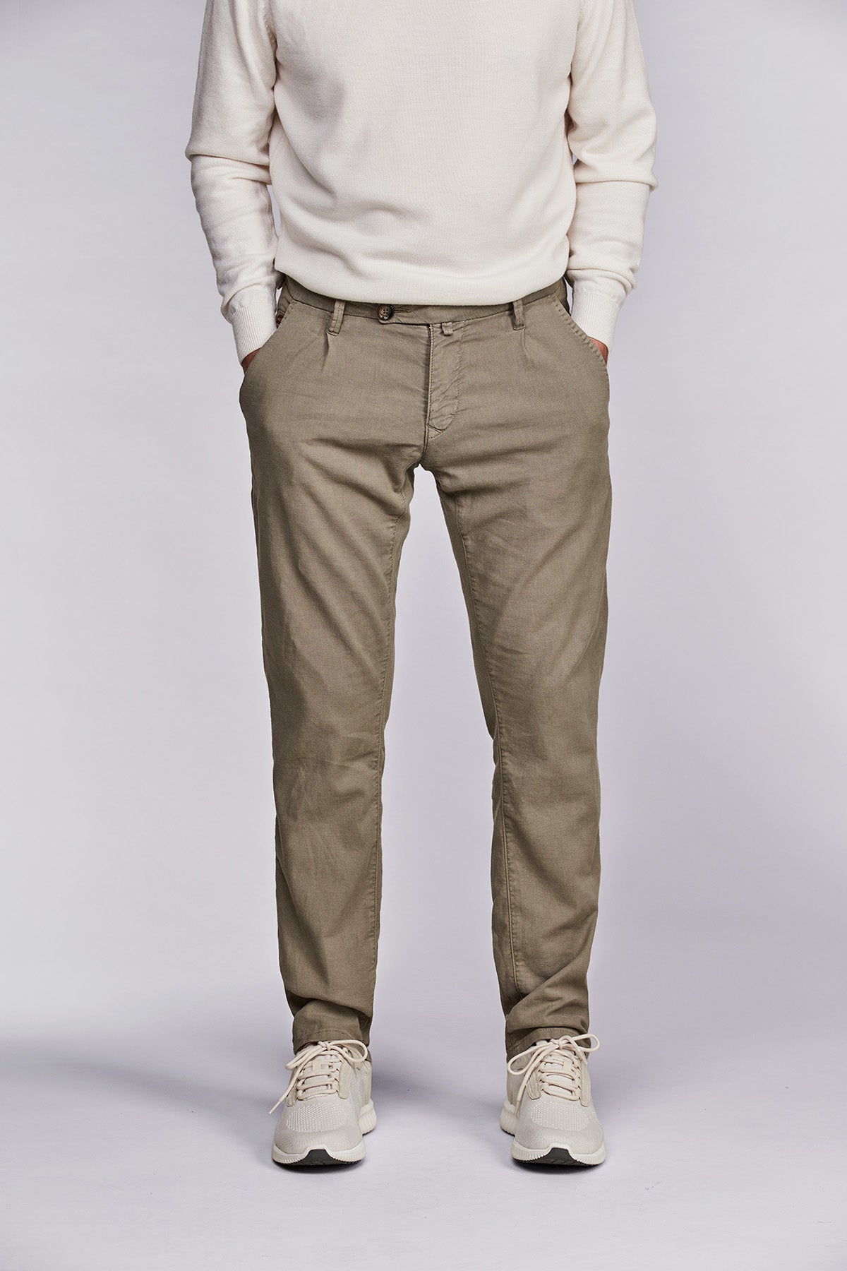 Linen stretch pant Patriot green