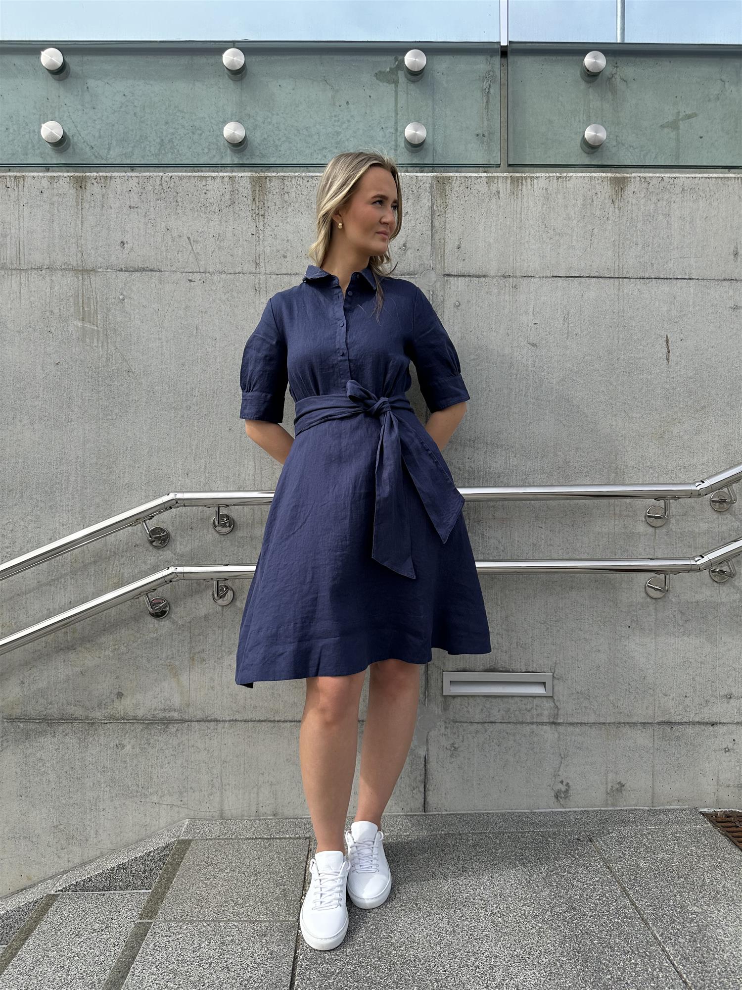 Rosy Linen Dress Indigo