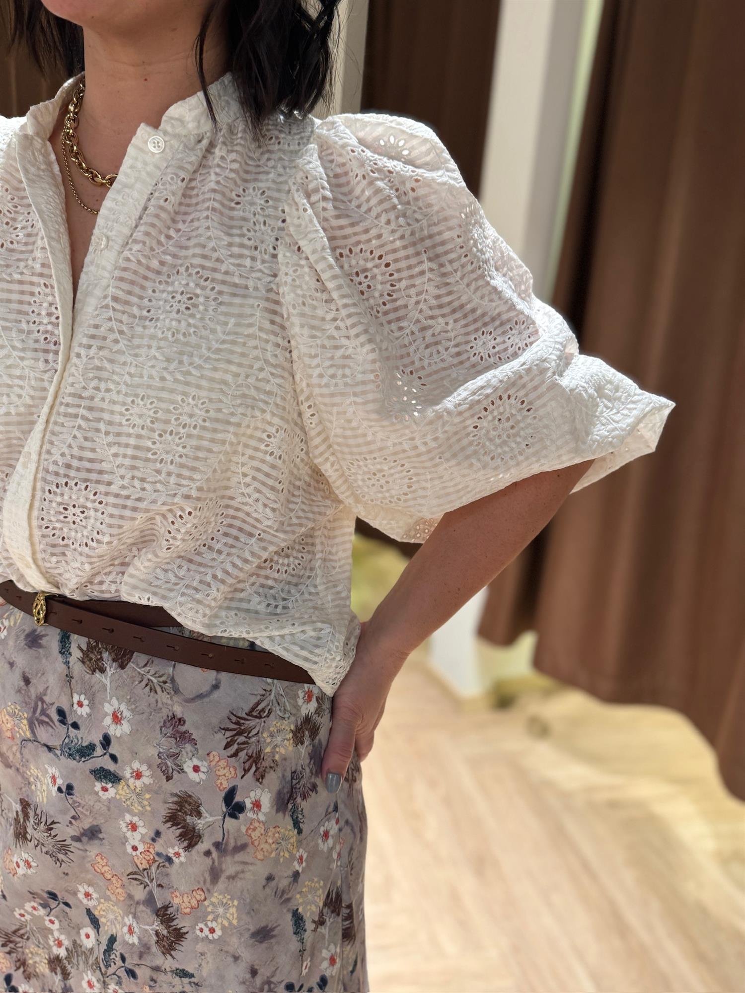 Check Blouse OffWhite