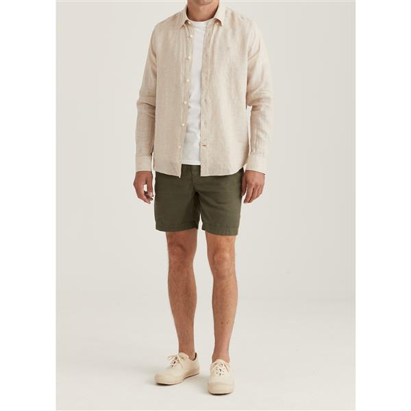 Douglas Linen Shirt-Classic Fit Khaki