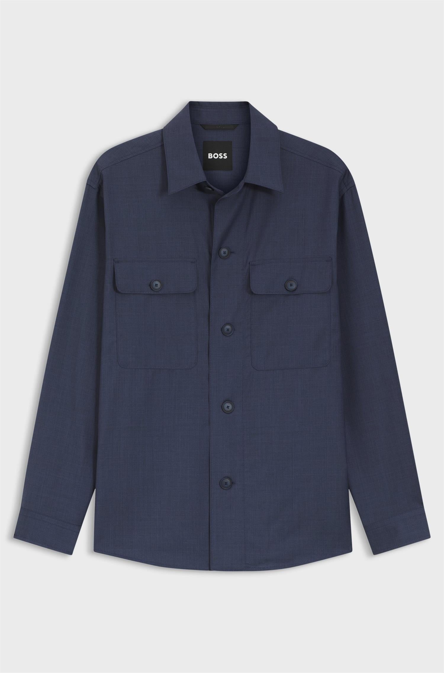 P-Carper Overshirt in washable air wool Blue
