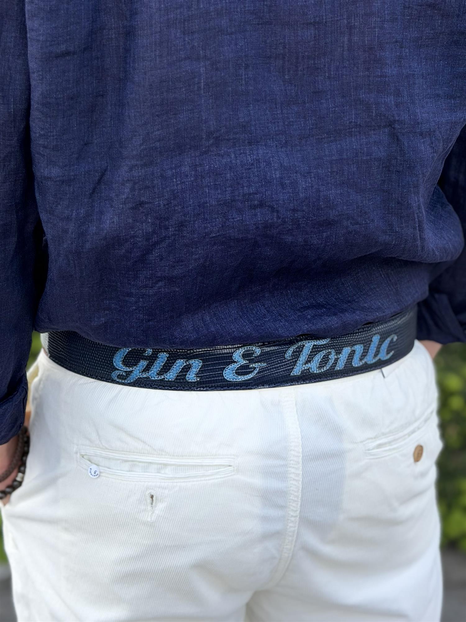 Lizard Leather Gin Tonic Belt Blue