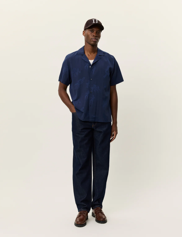 Lesley Players Jacquard SS Shirt Dark Navy