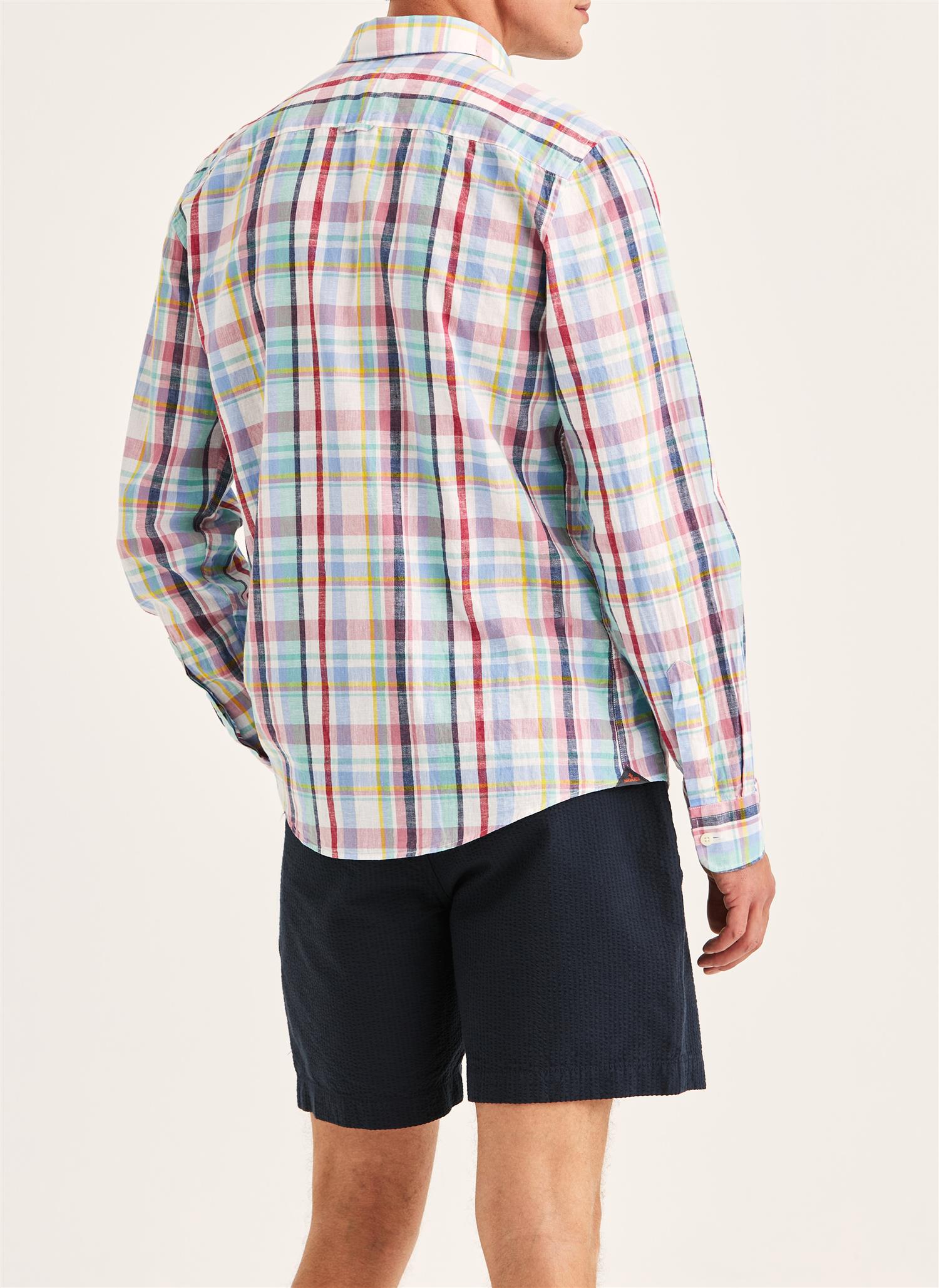 Linen Preppy Check shirt cassic Pink