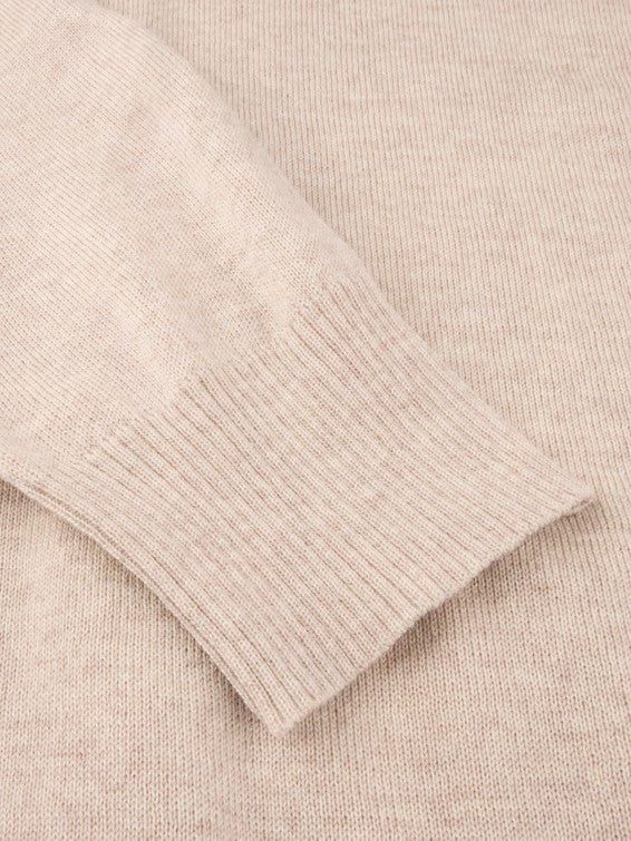 Cardigan Knitted W Pockets Merino Wool Light Beige