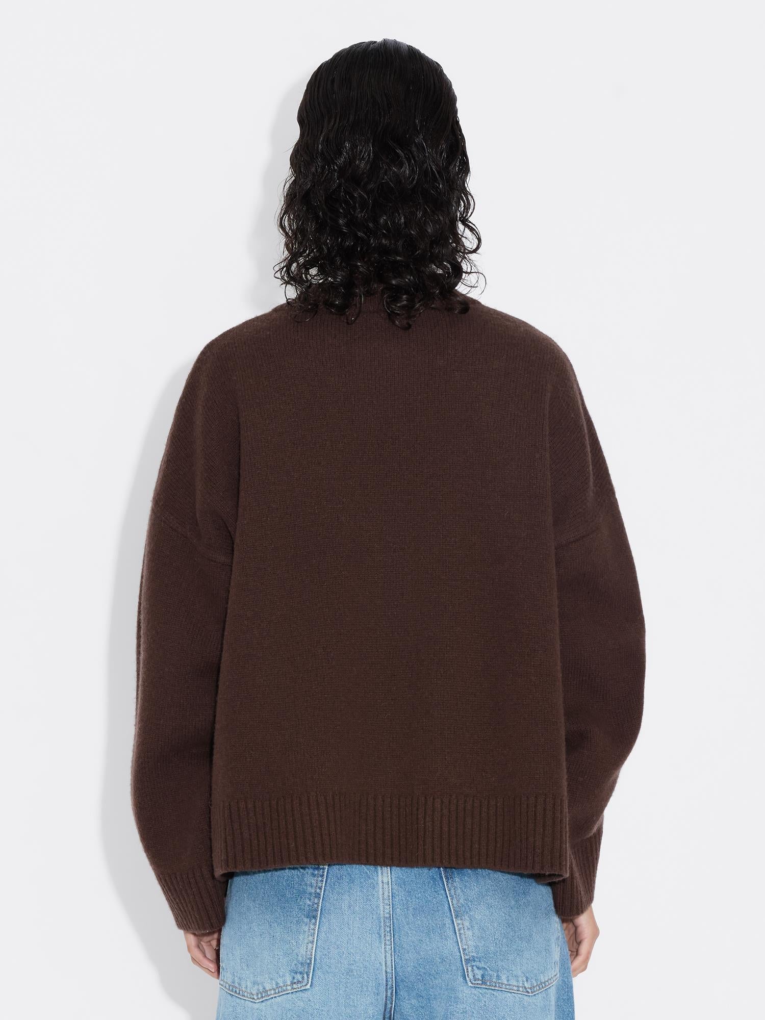 W. Wool Wide Cardigan - Dk.Brown
