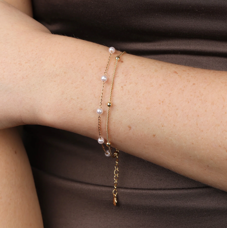 Lo layered chain bracelet gold