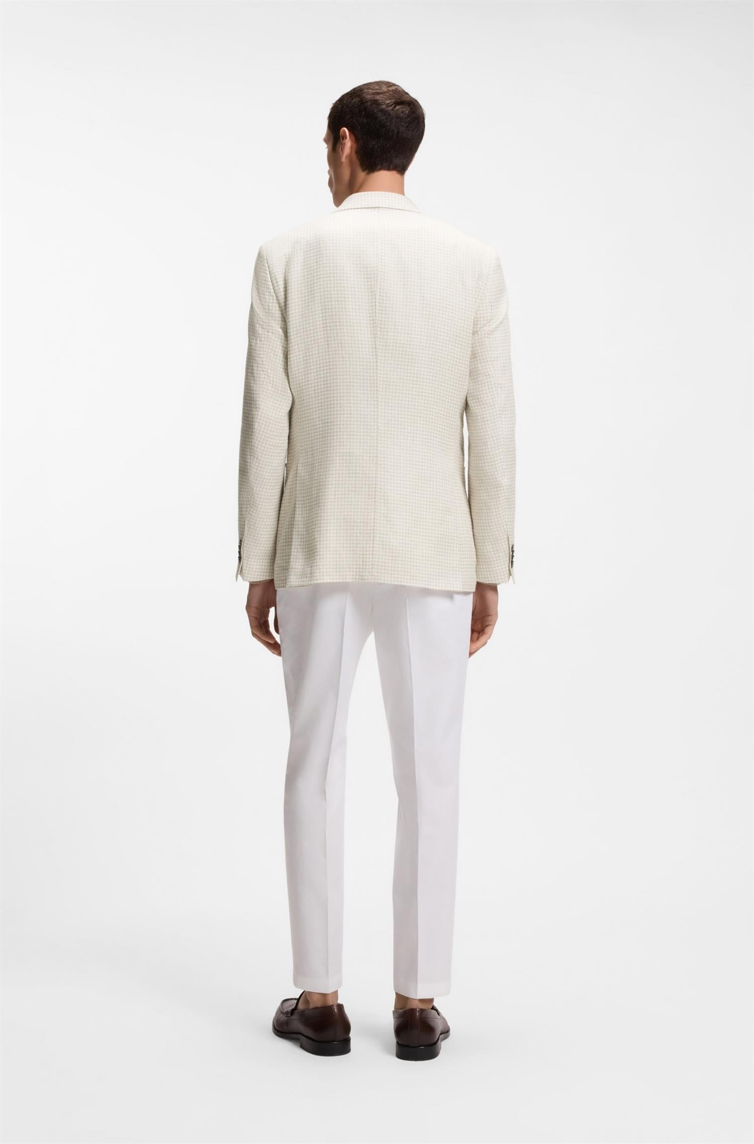 H-Janson Slim-fit blazer in checked linen, cotton and silk