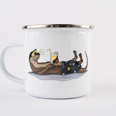 An Otter Vacation Enamel Mug White