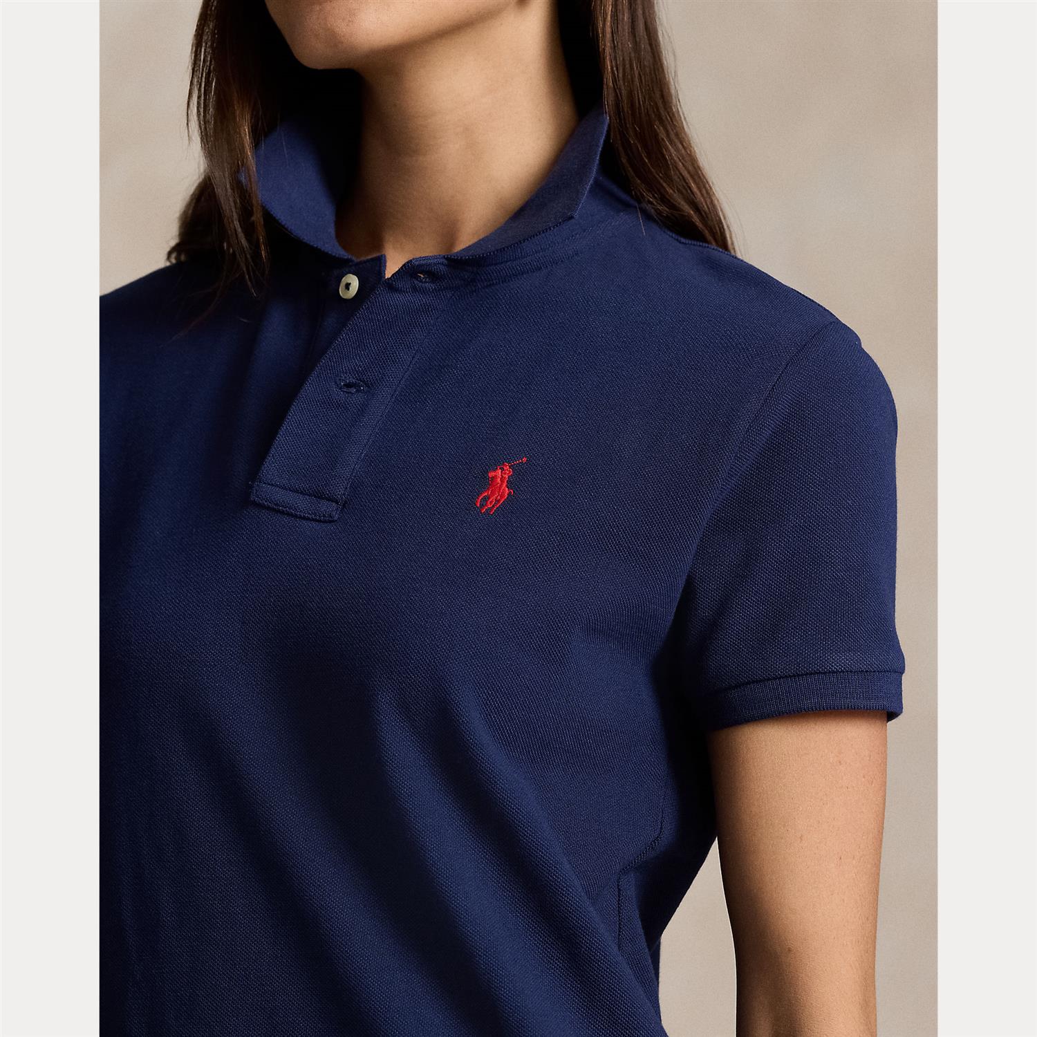 Cotton Mesh Polo Dress Newport navy