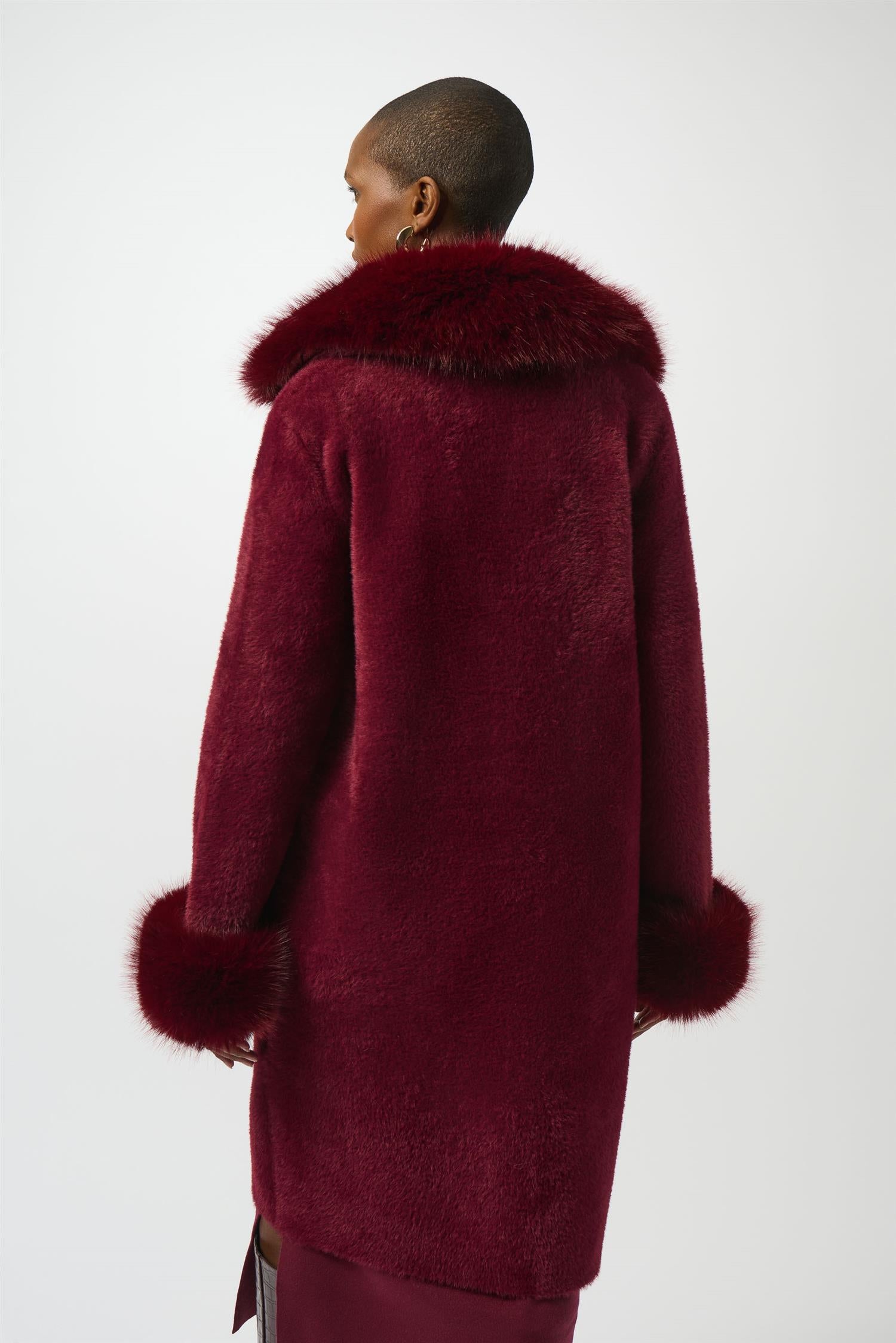 Coat with Fure Burgundy