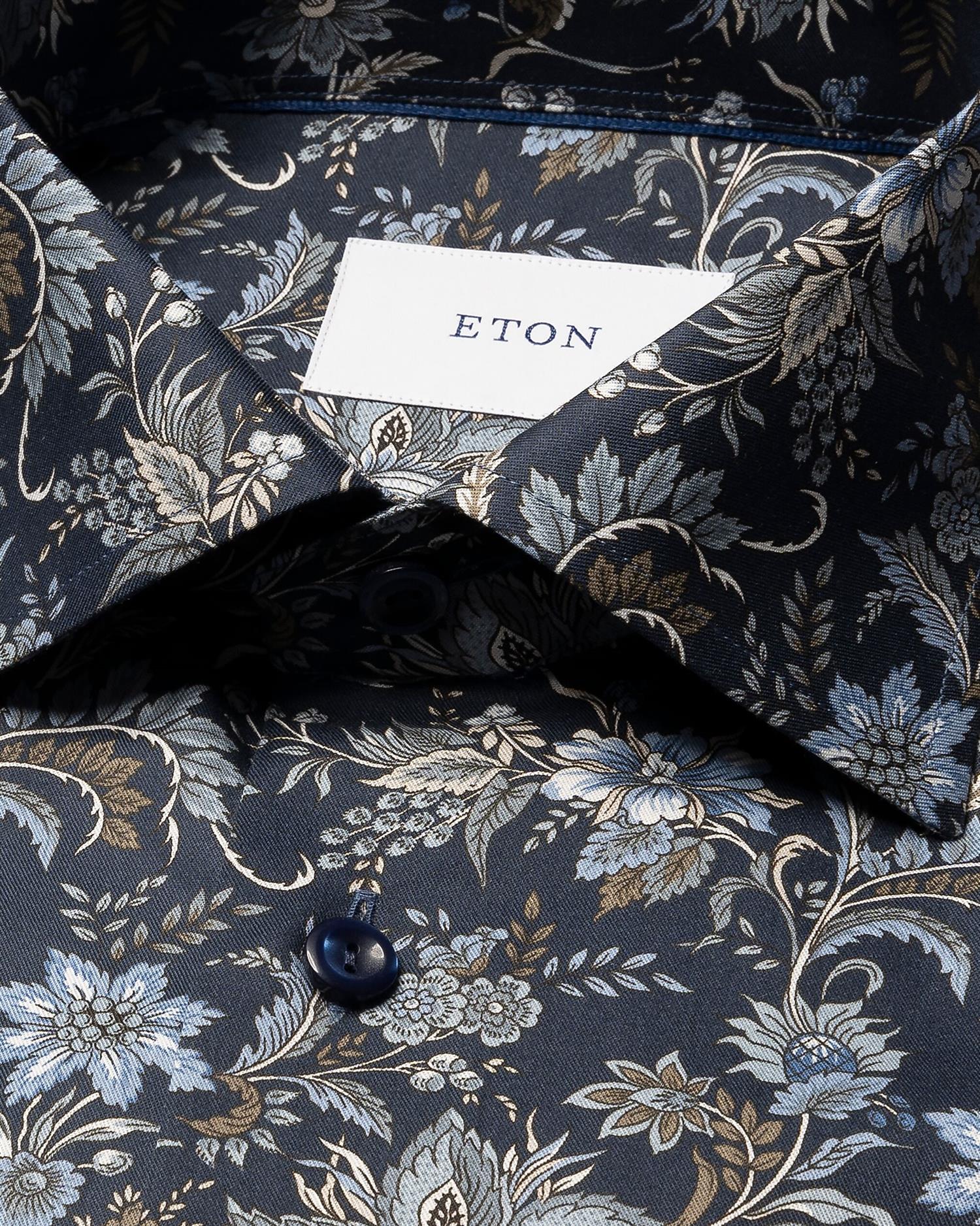 Dark blue Floral Print Signature Twill Contemporary Shirt