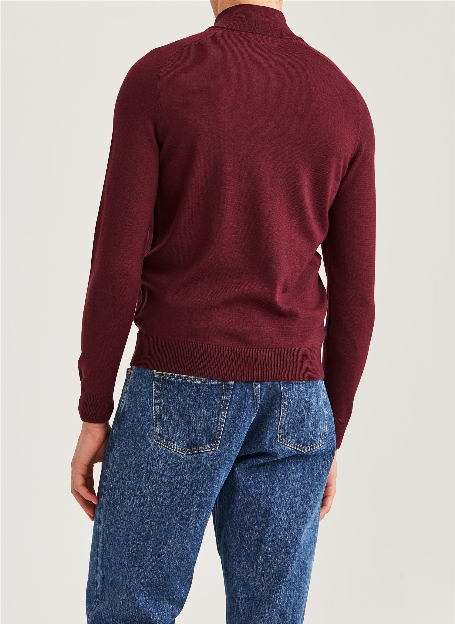 Merino John Zip - Wine Red