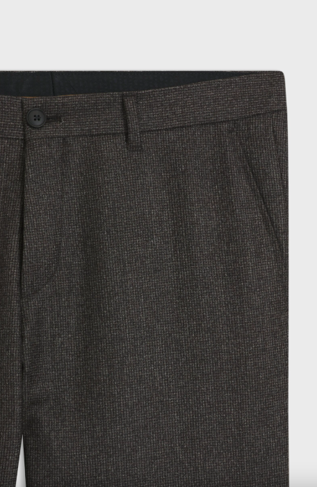 Genius Micro Patterned Wool Pant Dark Brown