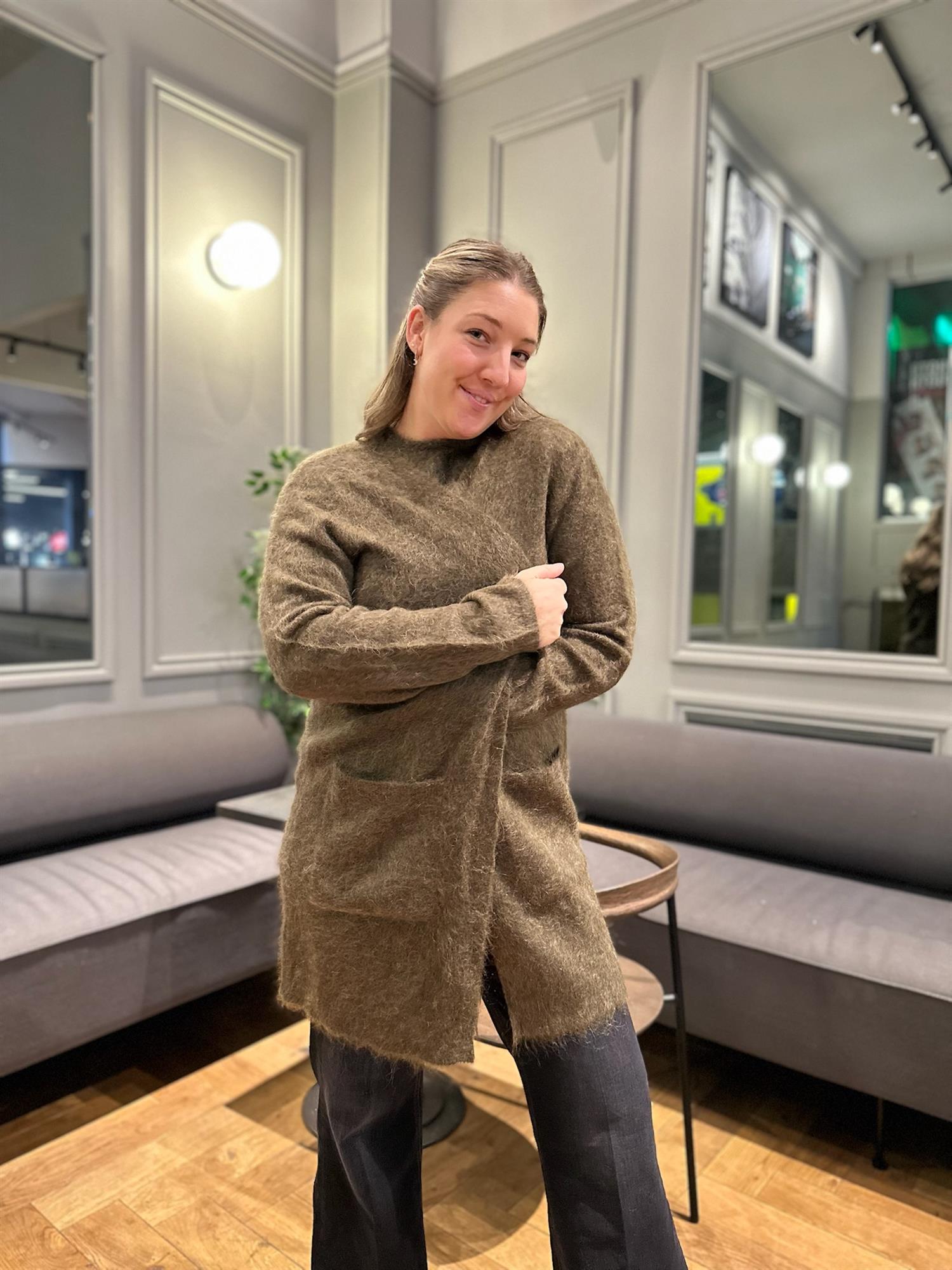 Butty Mohair Cardigan Army