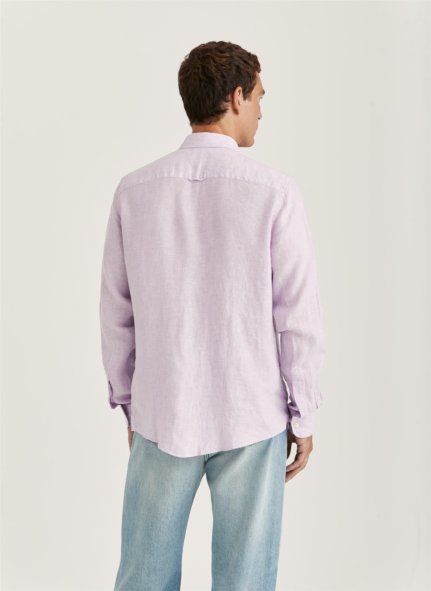 Douglas Linen Shirt-Classic Fit Purple