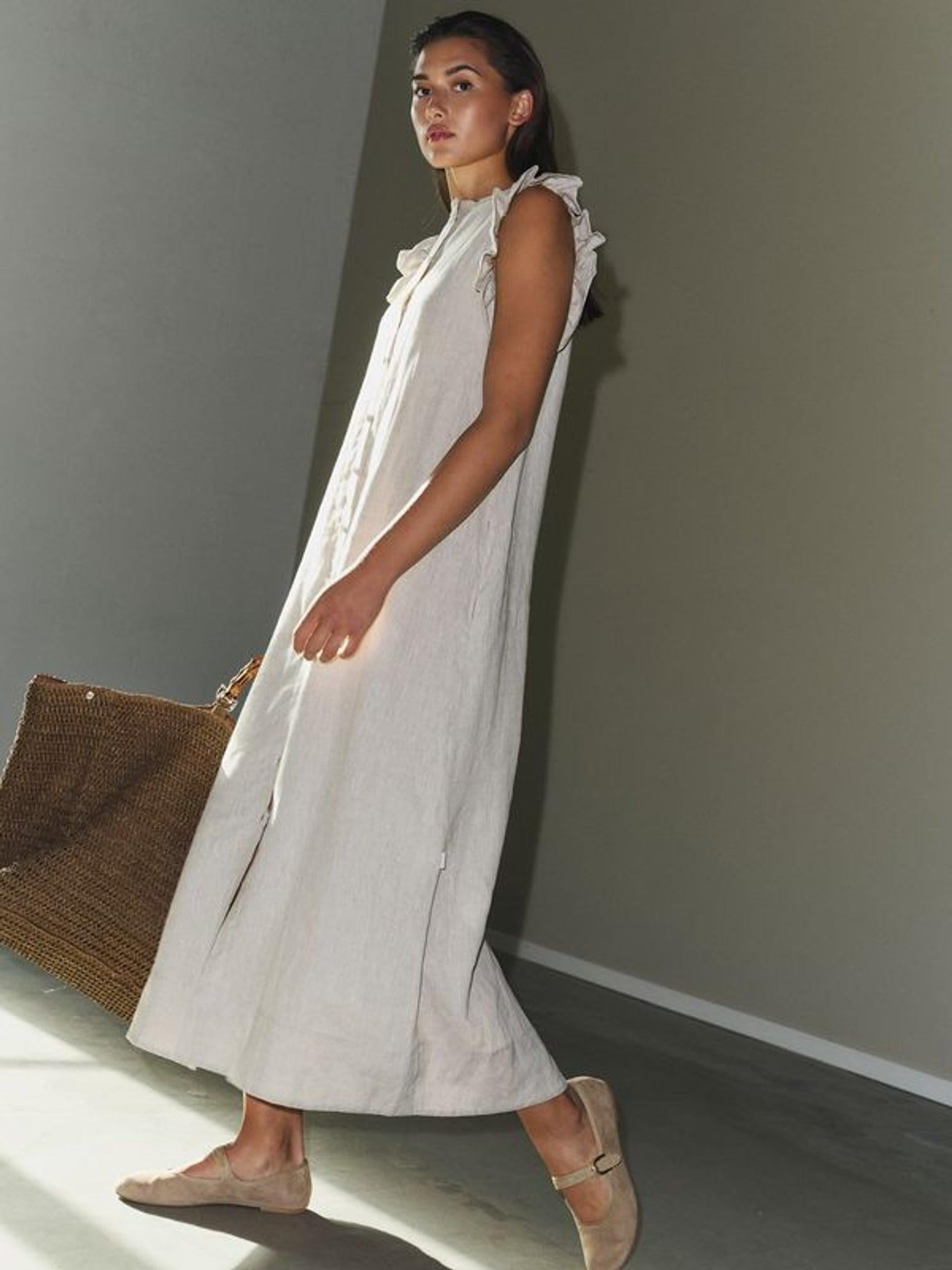 Pam Linen Dress Beige Melange