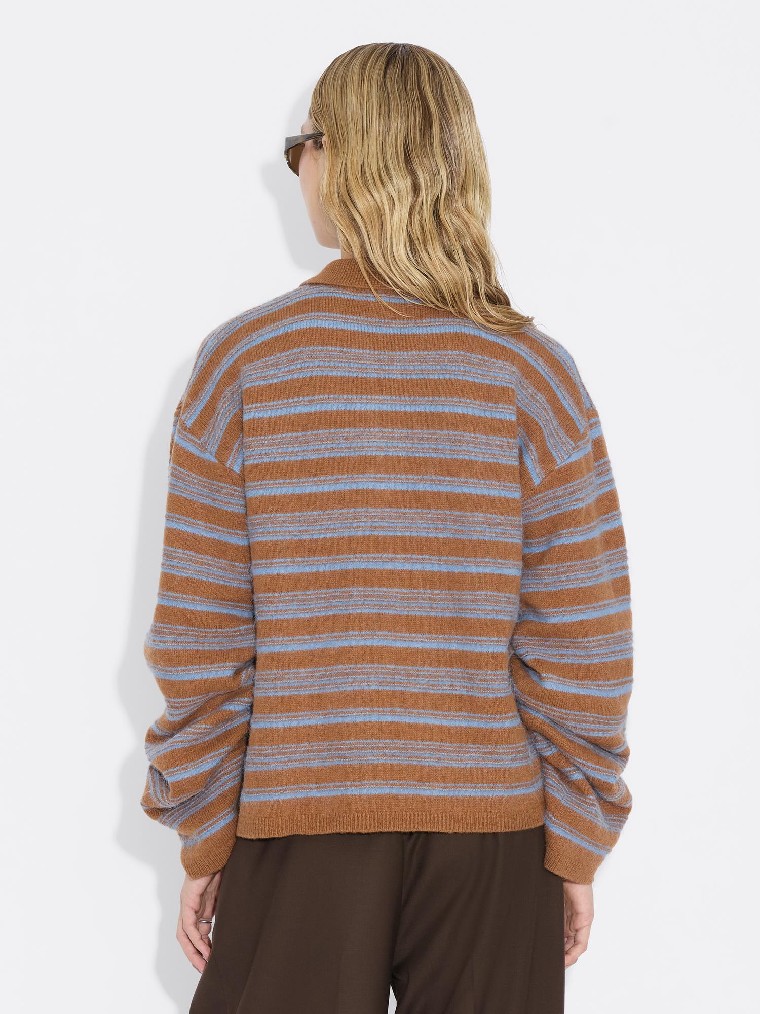 Olivia Wool Polo Brown Stripe