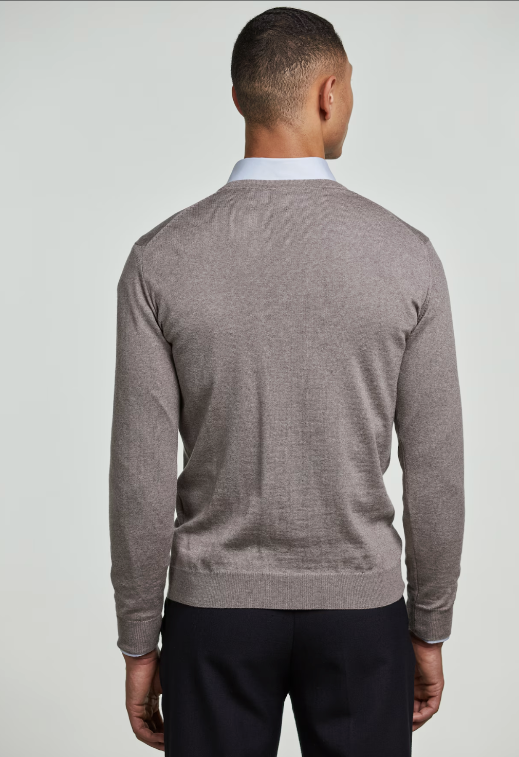 Pullover Knitted V-Neck Merino Wool Light Brown